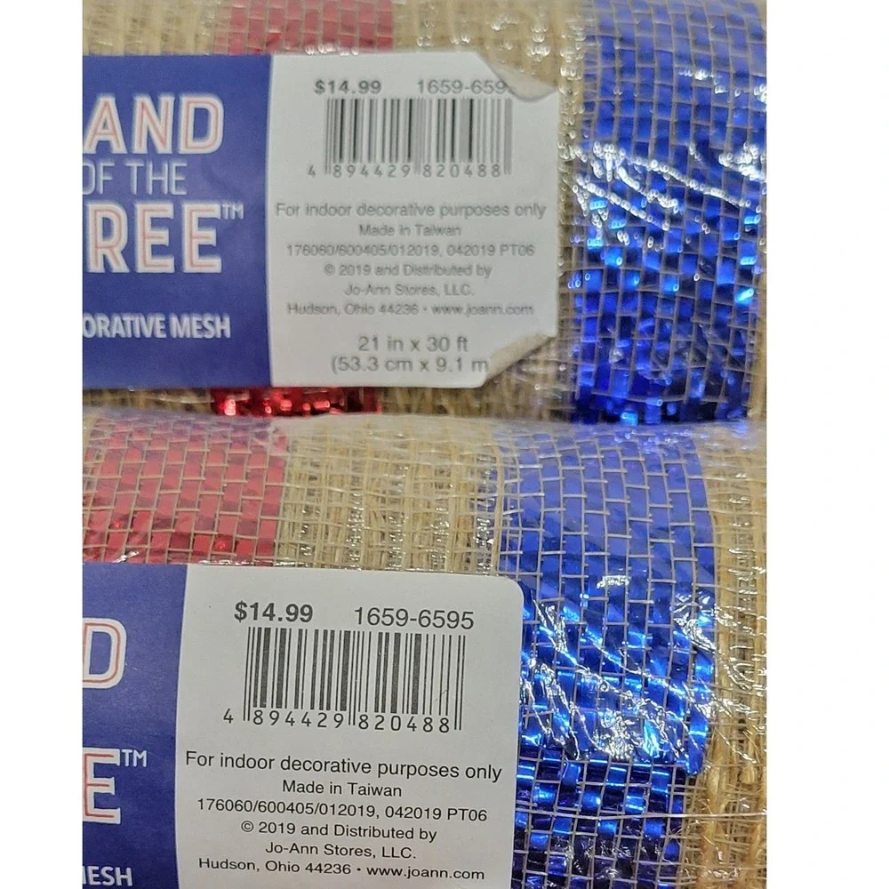 Wreath Craft Mesh NEW  6 Rolls  21in x 30ft Red Green Buffalo Plaid Patriotic